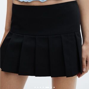 Mango Black Pleated A-Line Skirt